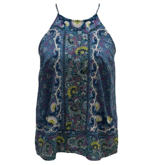 Anthropologie Akemi + Kin Blue Embroidered Halter Top - Picture 2 of 7
